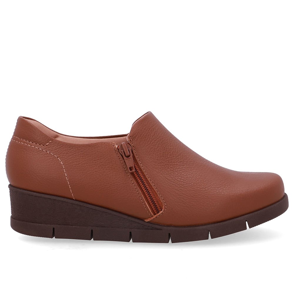 Abotinado Couro Marrom Zíper Lateral