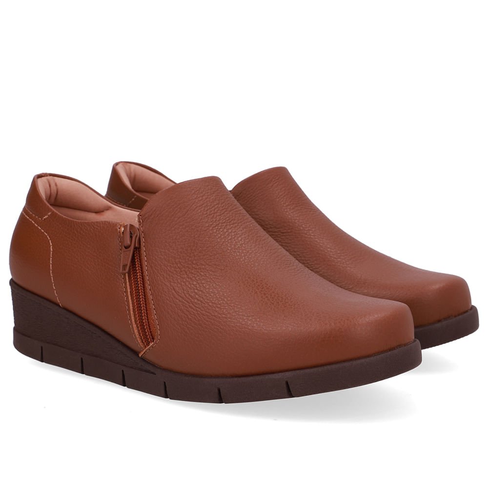 Abotinado Couro Marrom Zíper Lateral Marrom 2