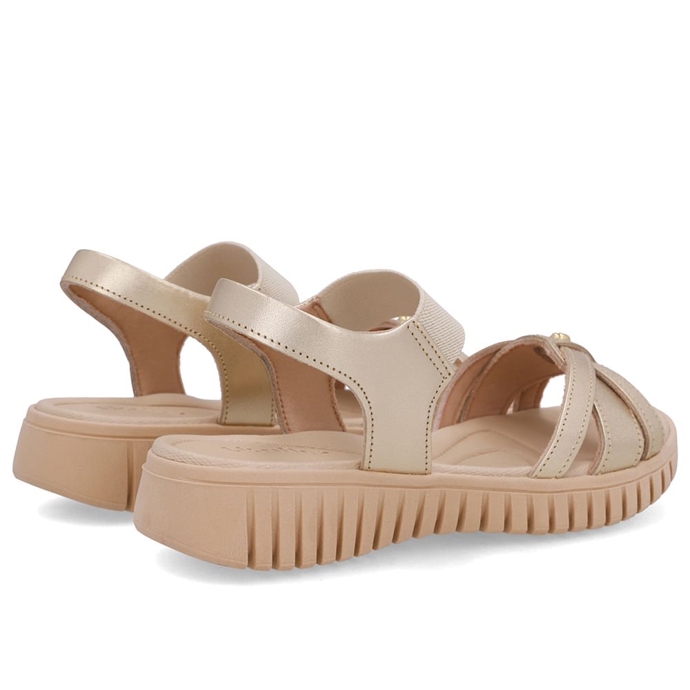 Sandália Plataforma Couro Dourada Elástico Dourado 3