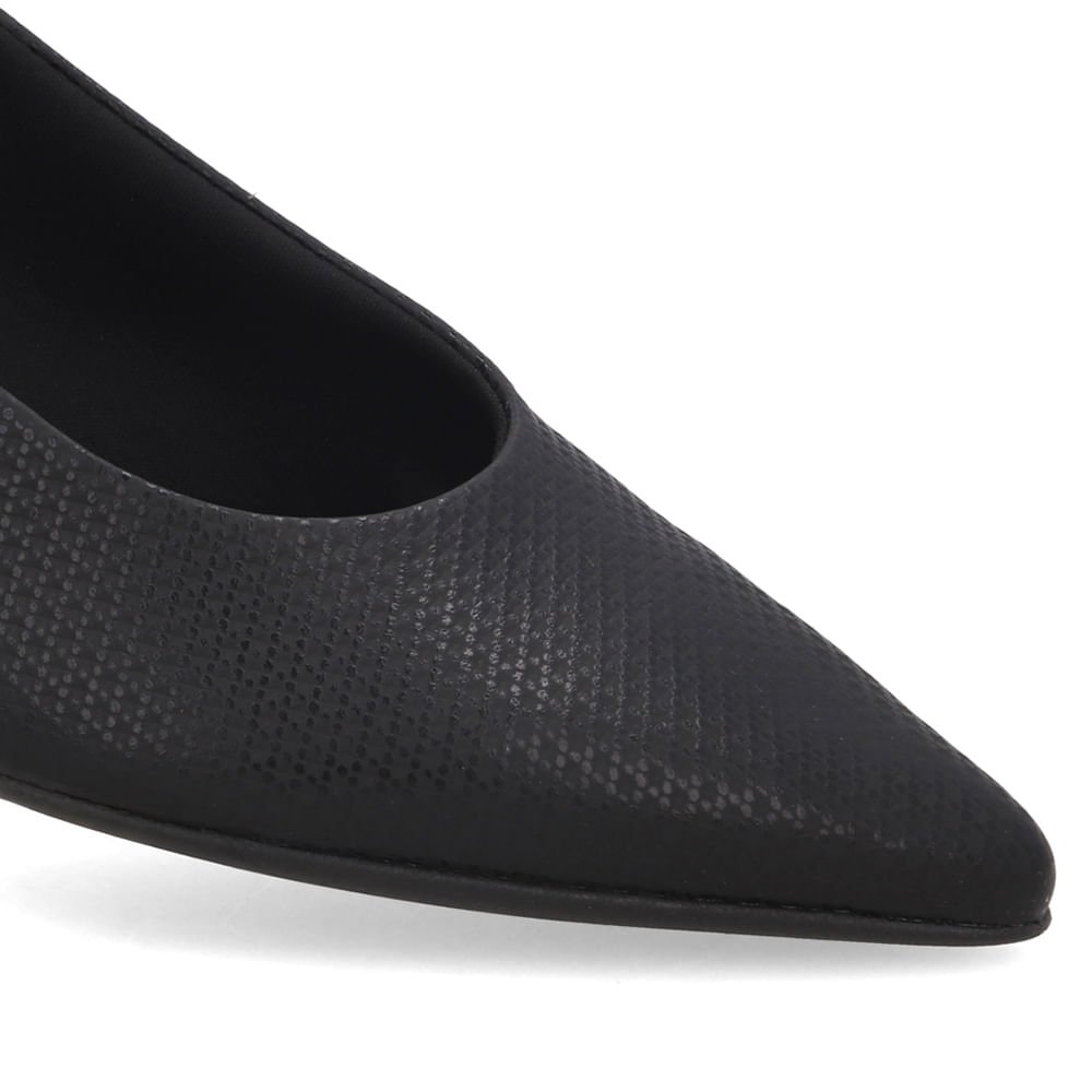 Slingback Preto Salto Bloco Couro Bico Fino Preto 4
