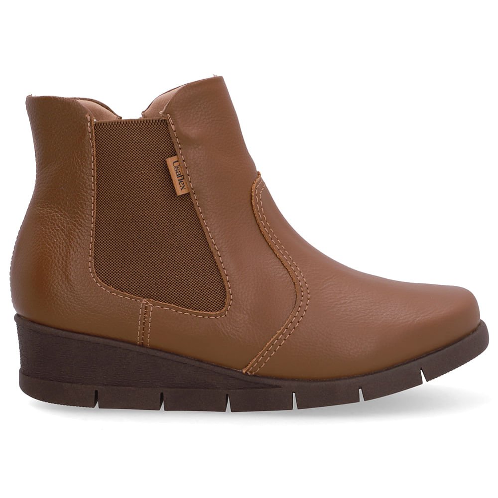Bota Couro Marrom Elástico