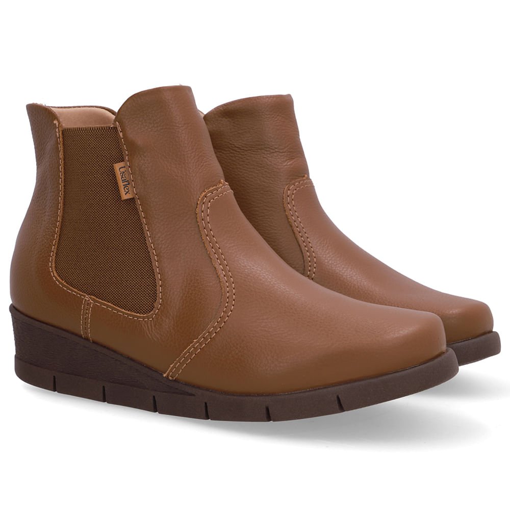 Bota Couro Marrom Elástico Marrom 2