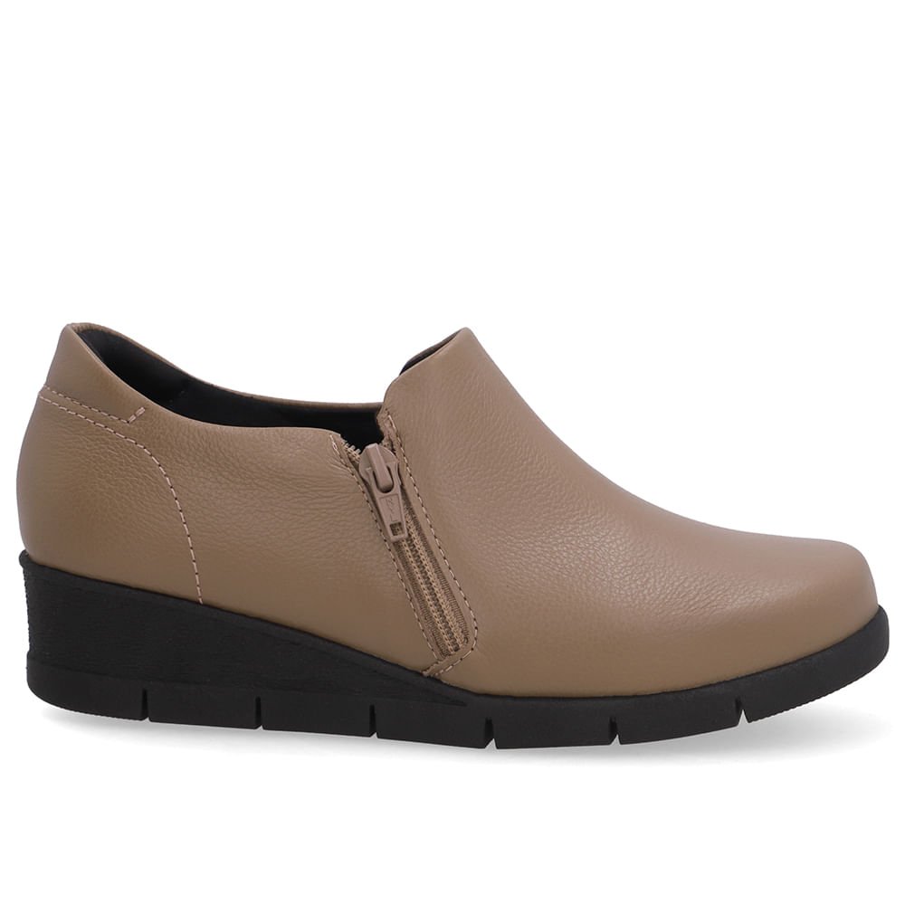 Abotinado Couro Marrom Zíper Lateral