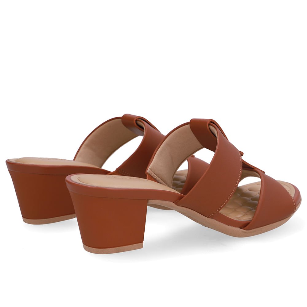 Tamanco Salto Bloco Couro Marrom Marrom 3