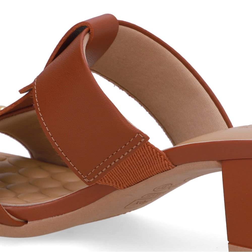 Tamanco Salto Bloco Couro Marrom Marrom 4