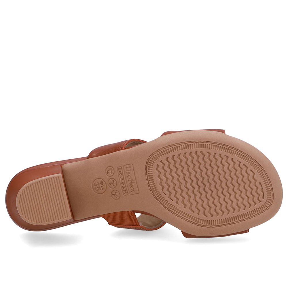 Tamanco Salto Bloco Couro Marrom Marrom 5