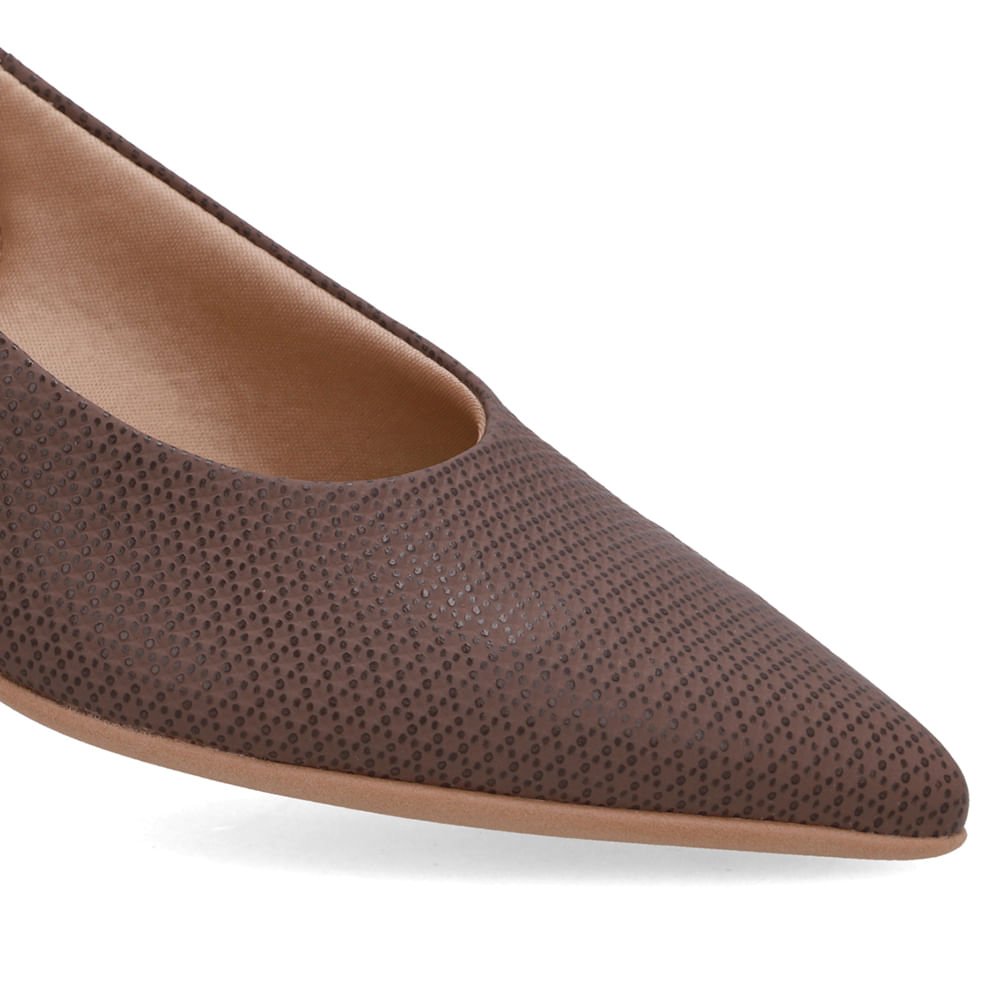 Slingback Marrom Salto Bloco Couro Bico Fino Marrom 4