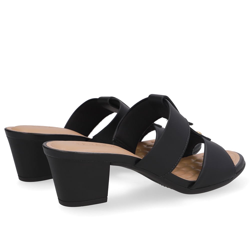 Tamanco Salto Bloco Couro Preto Preto 3