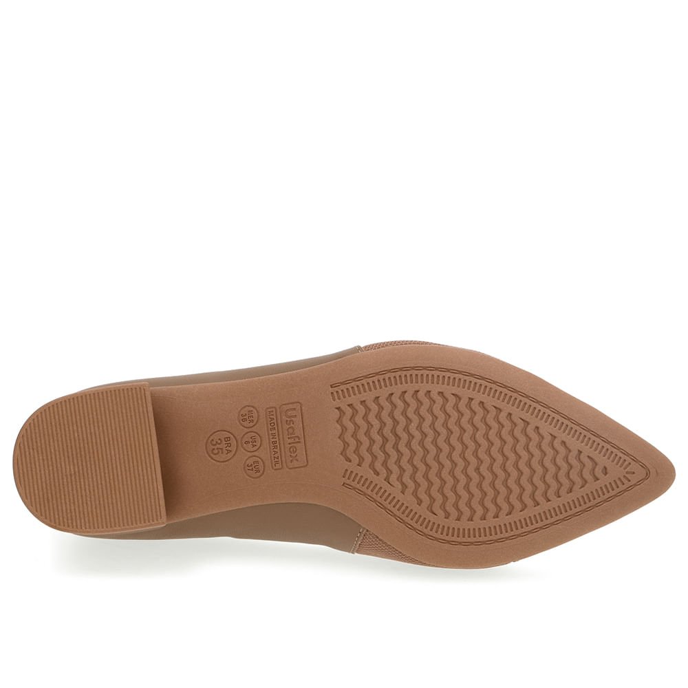 Scarpin Marrom Salto Bloco Couro Lateral Tecido Marrom 5