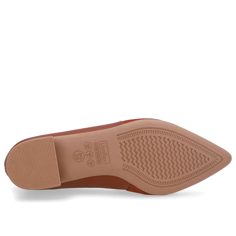 Scarpin Marrom Salto Bloco Couro Lateral Tecido Marrom 5