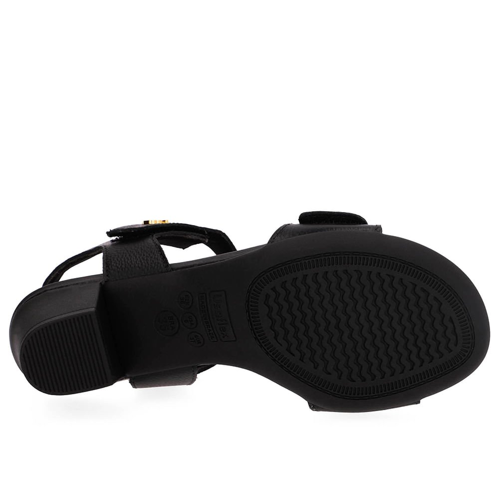 Sandália Couro Preta Fecho-Flex Preto 5