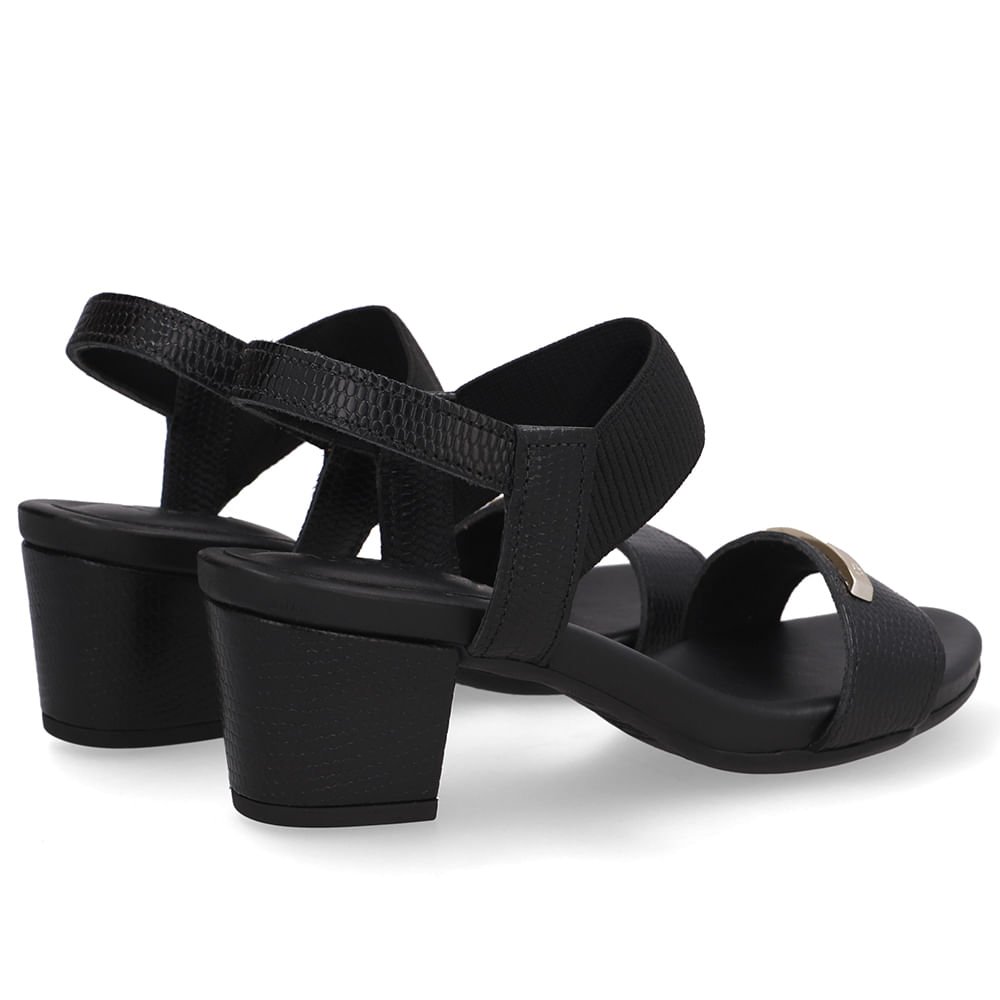 Sandalia Couro Preta Tira Elástico Preto 3