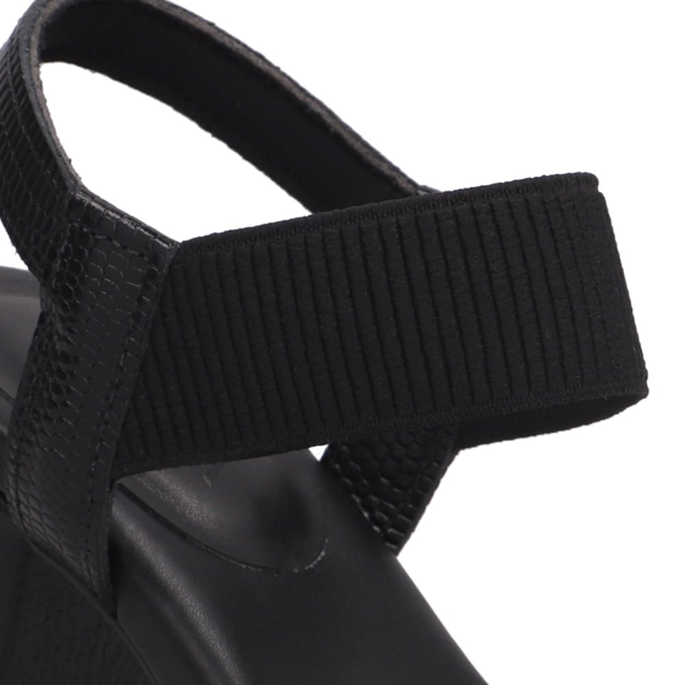 Sandalia Couro Preta Tira Elástico Preto 4