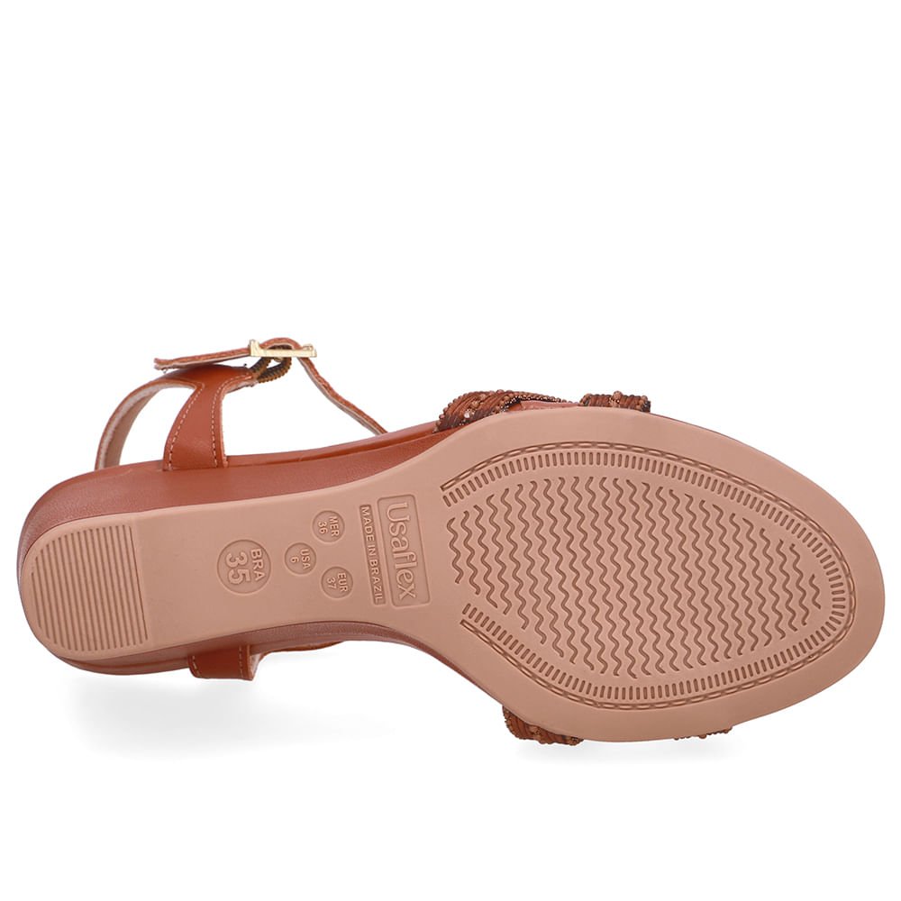 Sandália Couro Marrom Miçanga Marrom 5