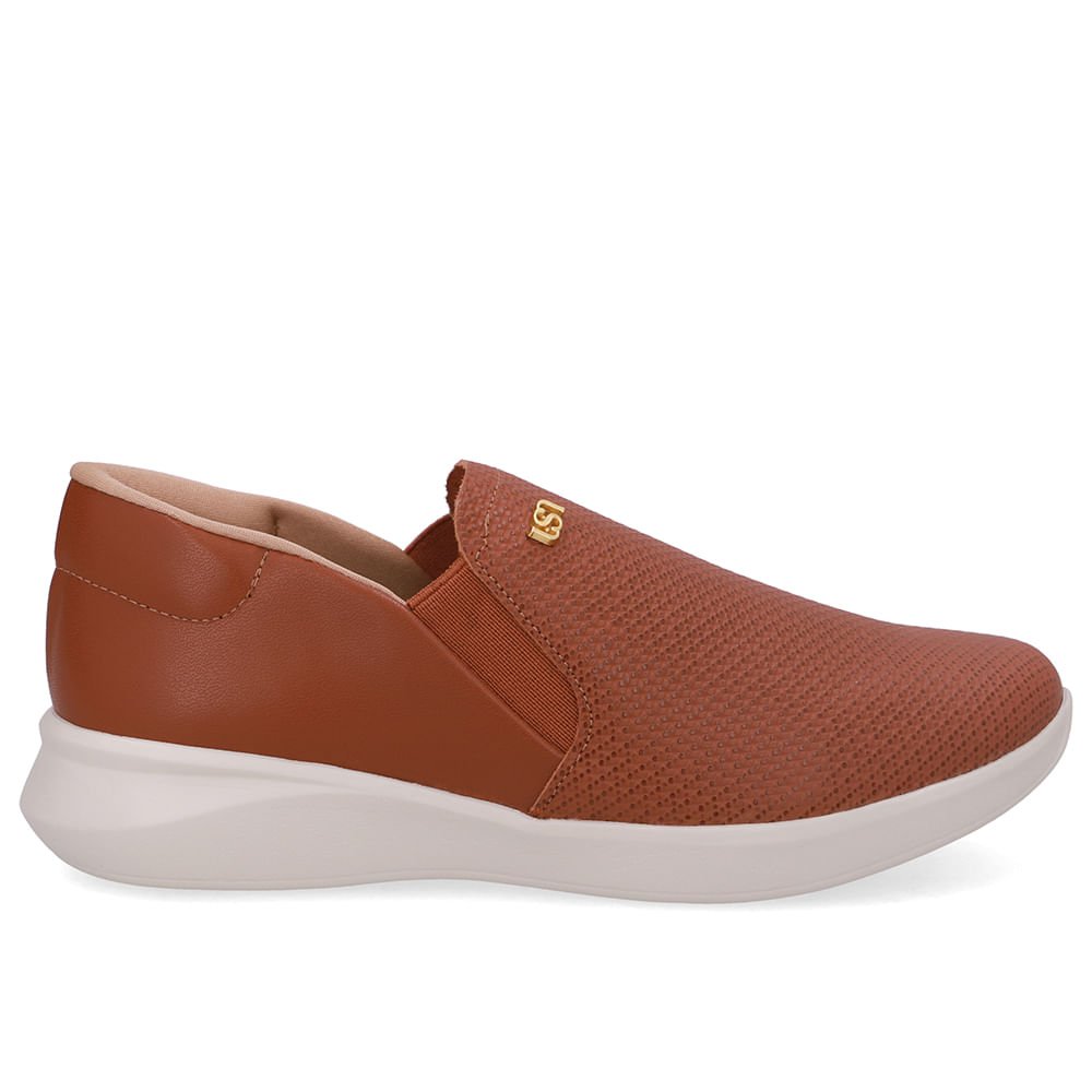 Tênis Slip On Marrom Couro
