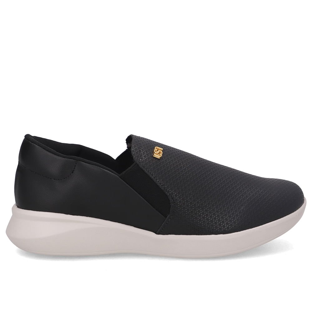 Tênis Slip On Preto Couro