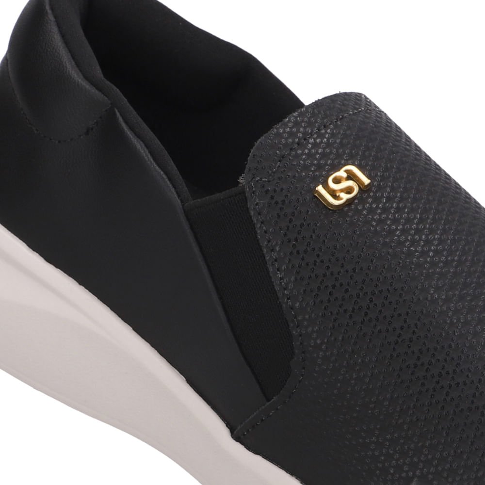 Tênis Slip On Preto Couro Preto 4