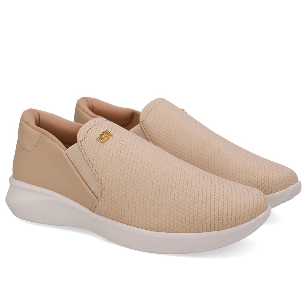 Tênis Slip On Bege Couro Bege 2