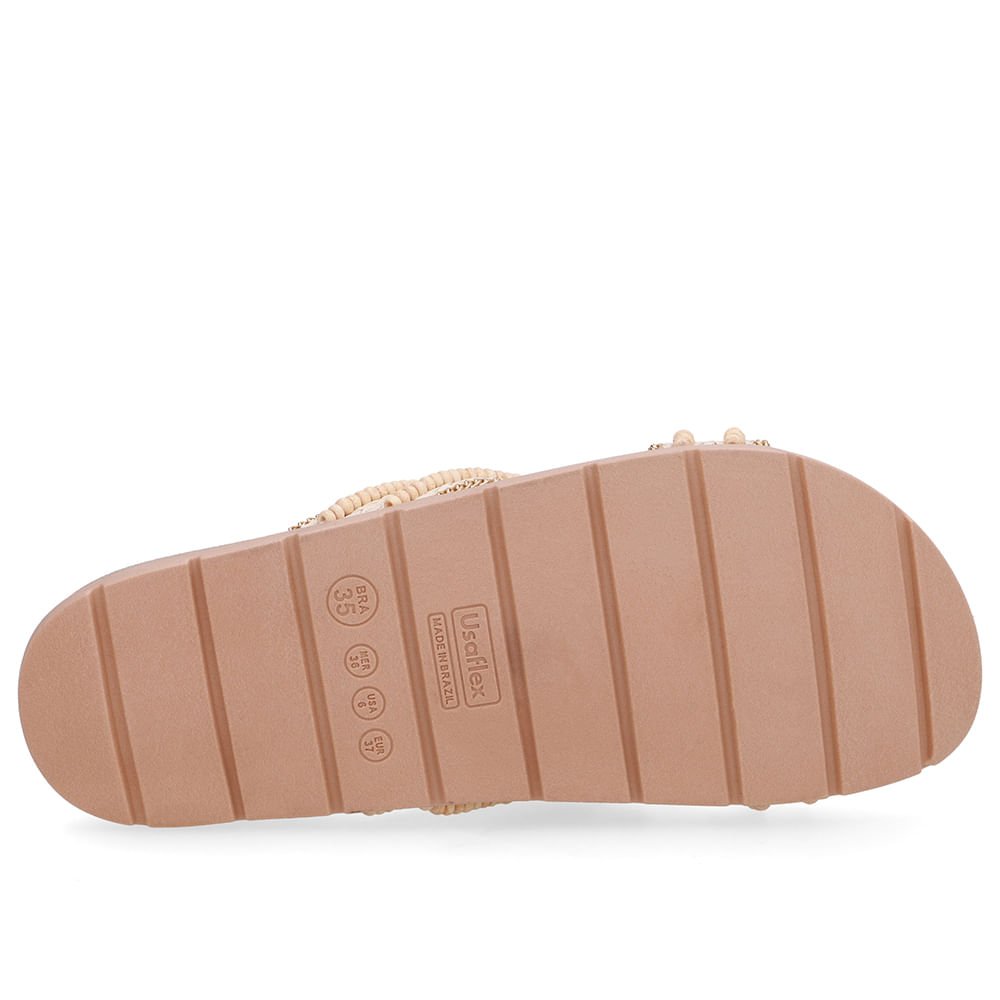 Tamanco Slide Bege Miçangas Bege 5