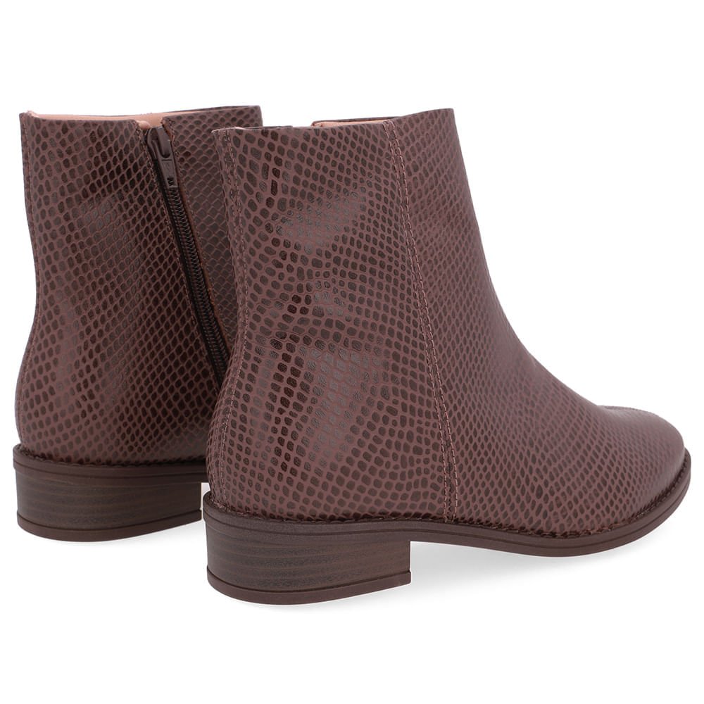 Bota Salto Bloco Bico Redondo Couro Marrom Marrom 4