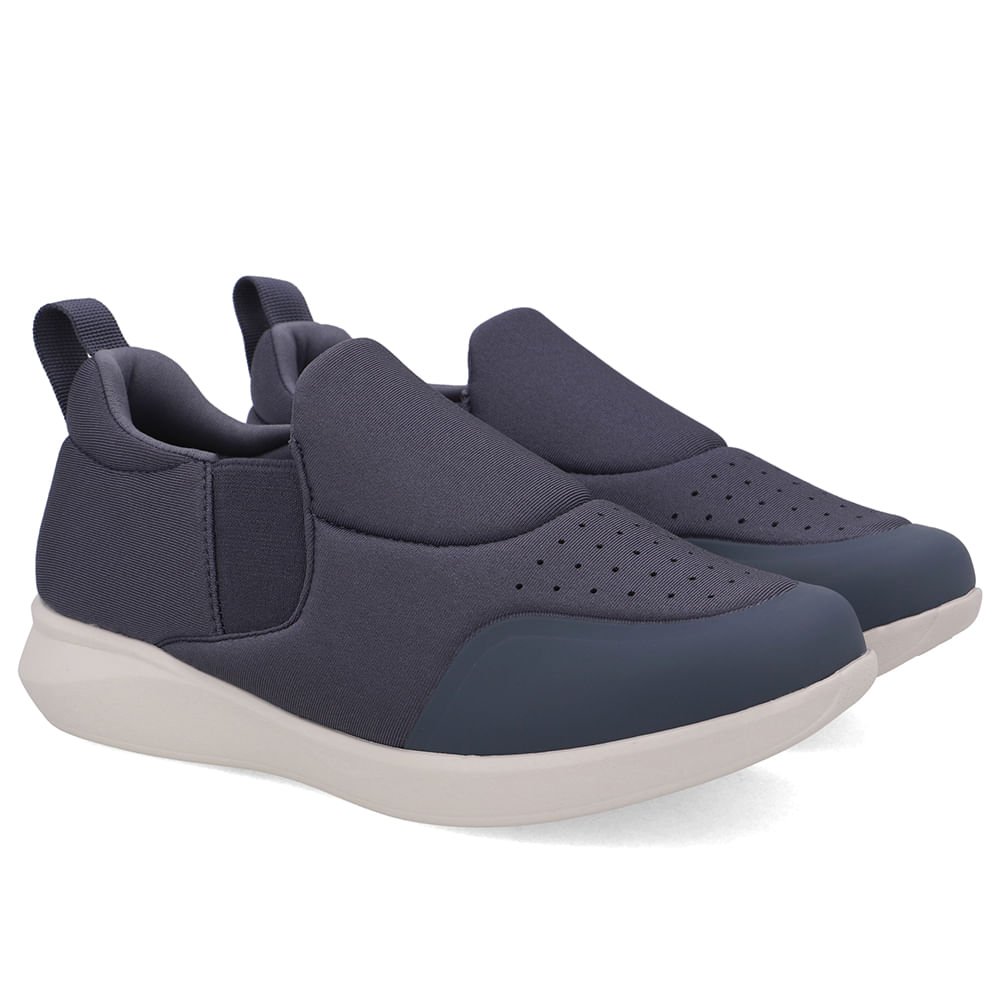 Tênis Slip On Cinza Elastano Costura Cinza 2