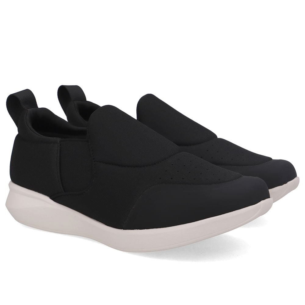 Tênis Slip On Preto Elastano Costura Preto 2