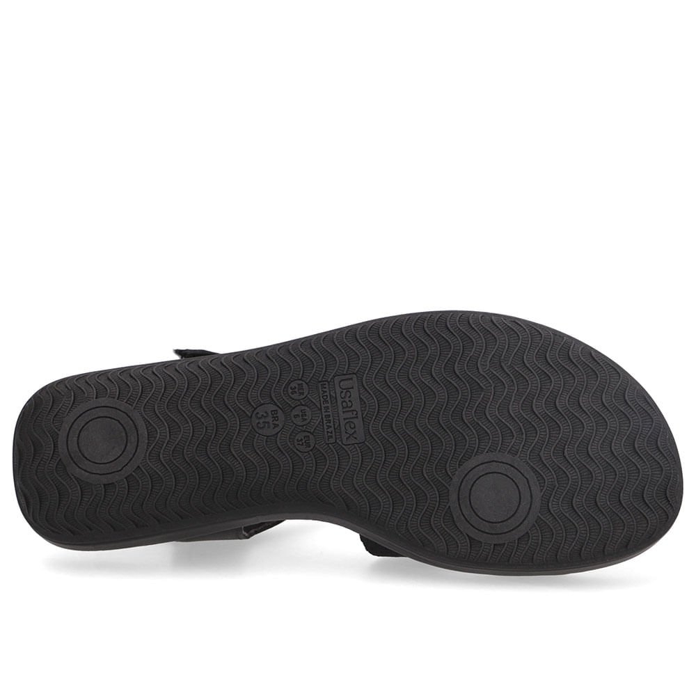 Sandália Bico Redondo Couro Preta Preto 5