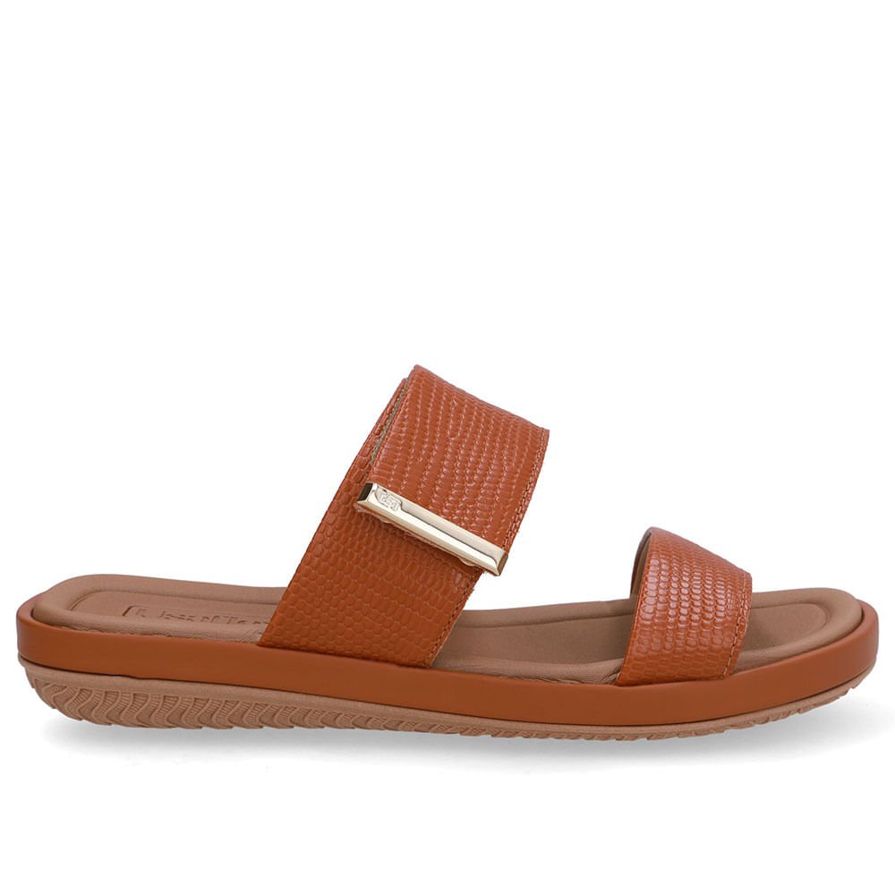 Tamanco Couro Marrom Bico Redondo