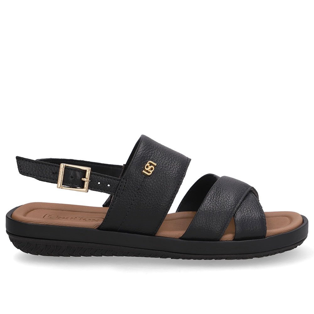 Sandália Baixa Couro Preta