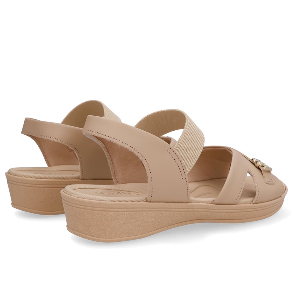 Sandália Baixa Couro Bege Monograma Bege 3