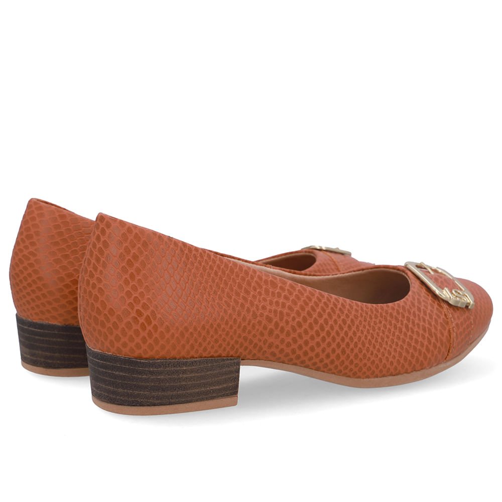 Scarpin Marrom Bico Redondo Couro Marrom 3