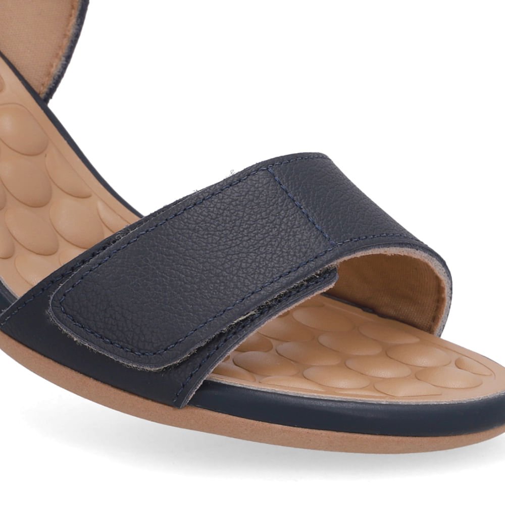 Sandália Couro Azul Fecho-Flex Azul Marinho 4