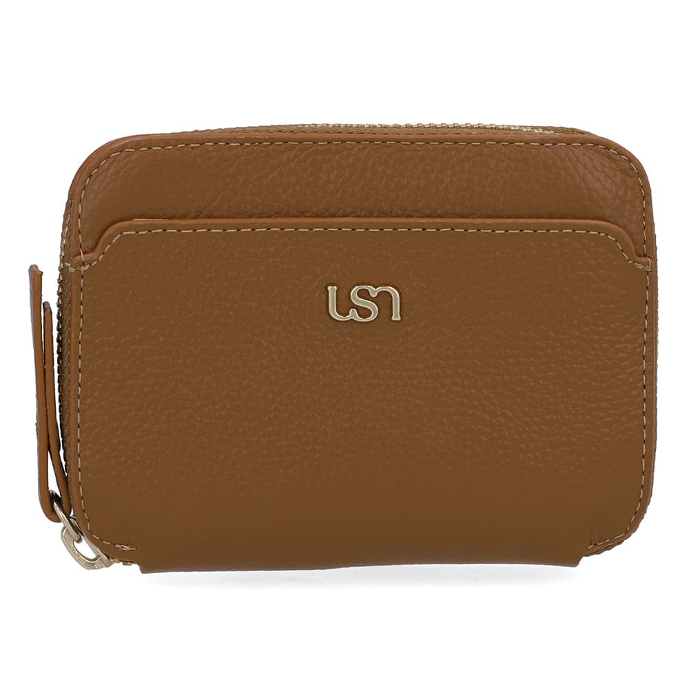 Carteira Couro Marrom Bolso Frontal