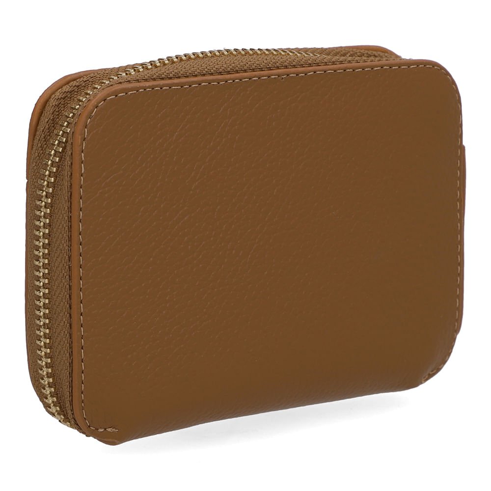 Carteira Couro Marrom Bolso Frontal Marrom 2