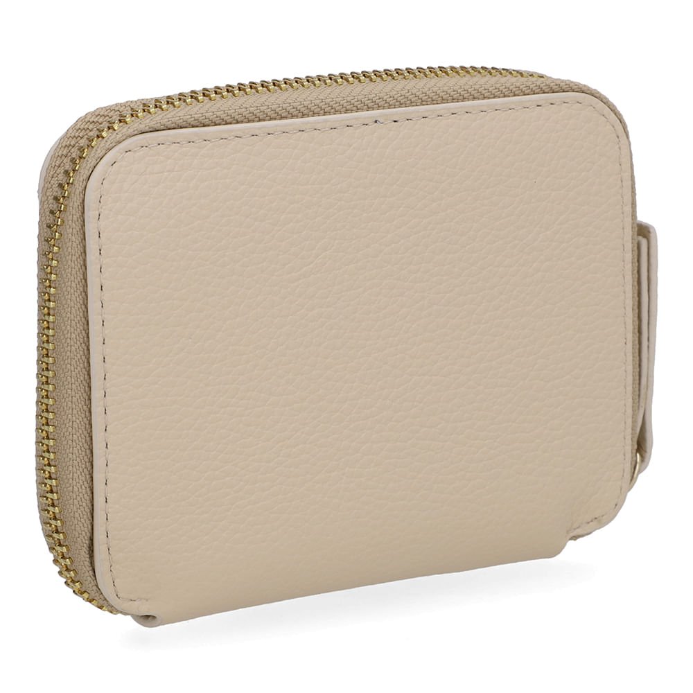 Carteira Couro Bege Bolso Frontal Bege 2