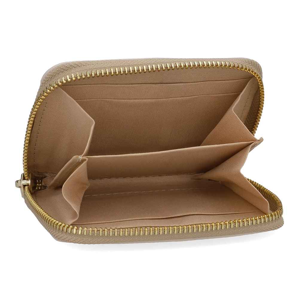 Carteira Couro Bege Bolso Frontal Bege 3