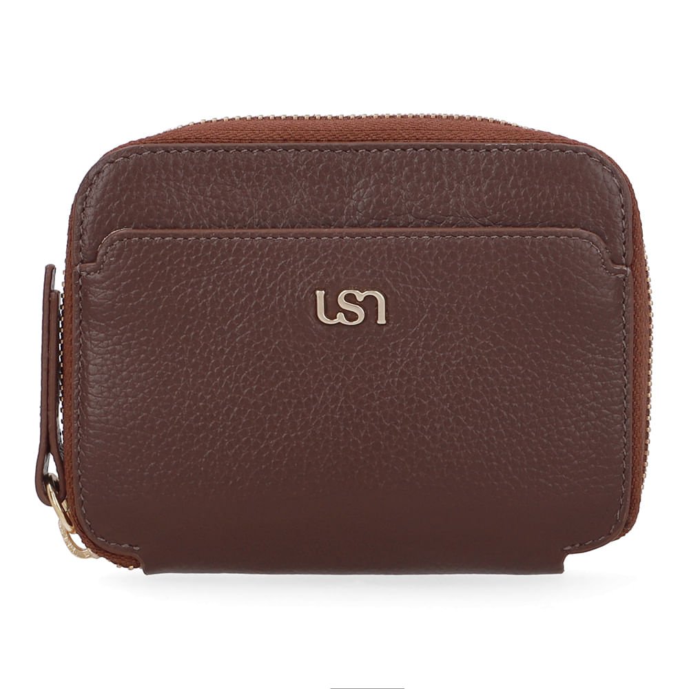 Carteira Couro Marrom Bolso Frontal