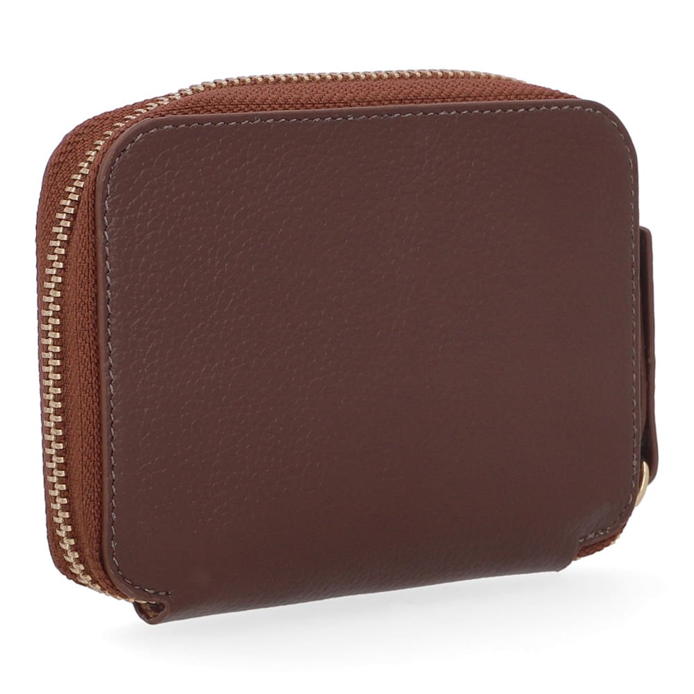 Carteira Couro Marrom Bolso Frontal Marrom 2