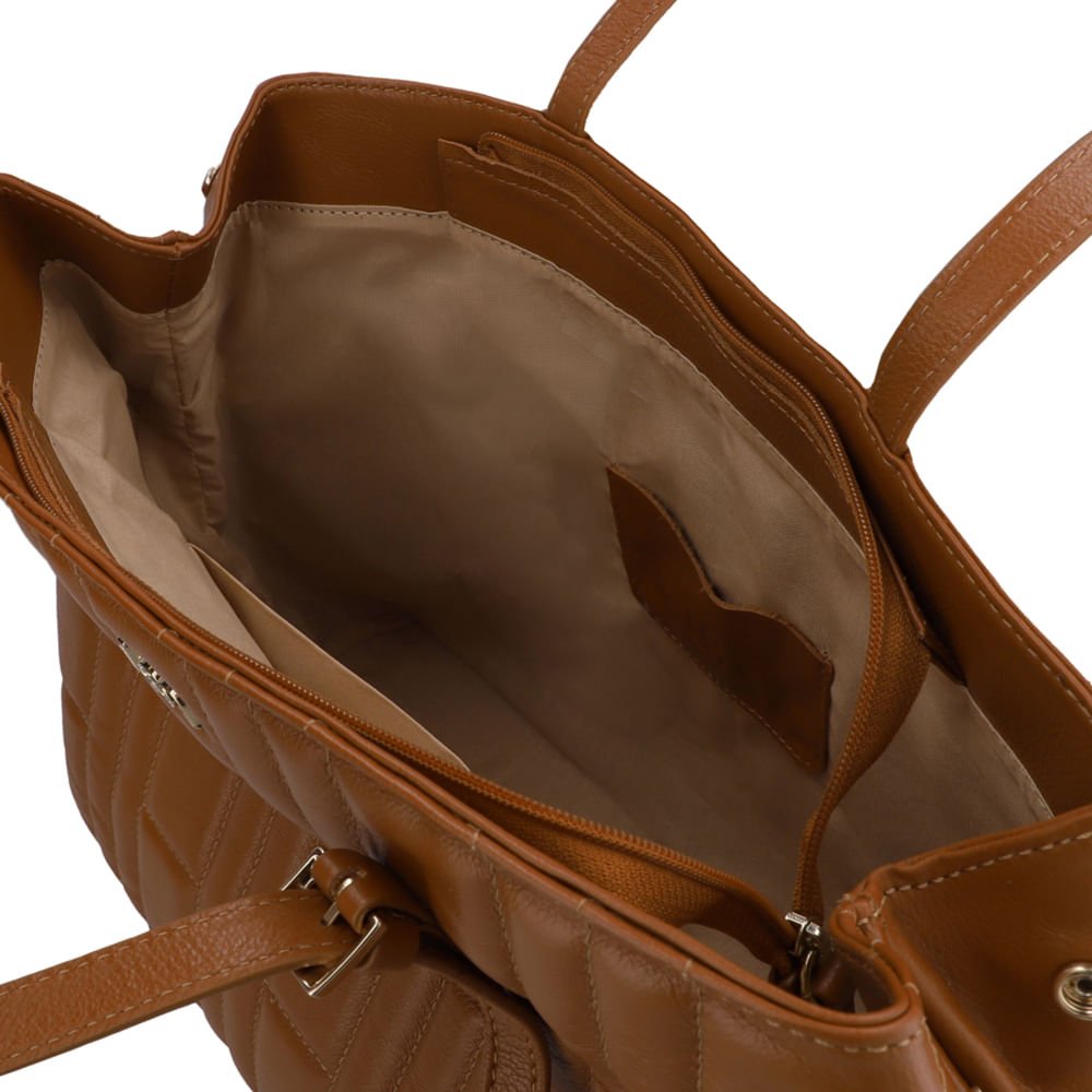 Bolsa Shopper Couro Marrom Matelassê Marrom 3