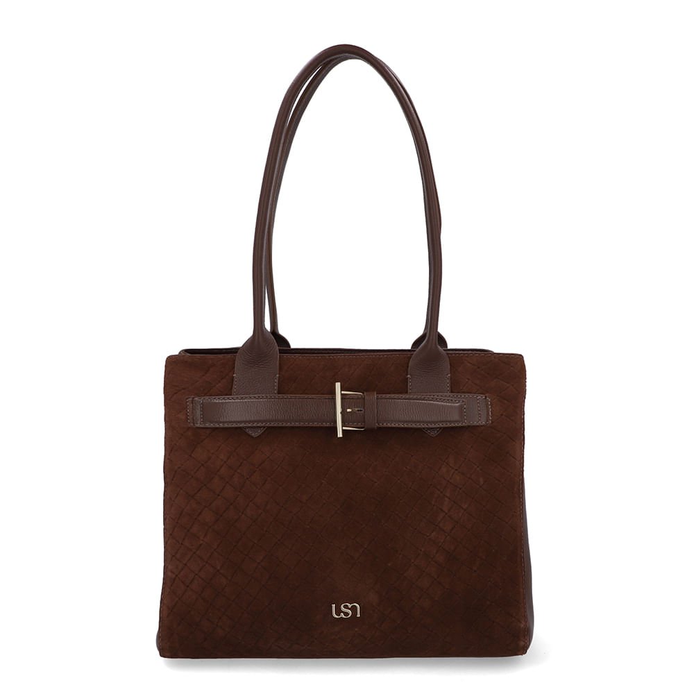 Bolsa Shopper Couro Camurça Matelassê Marrom