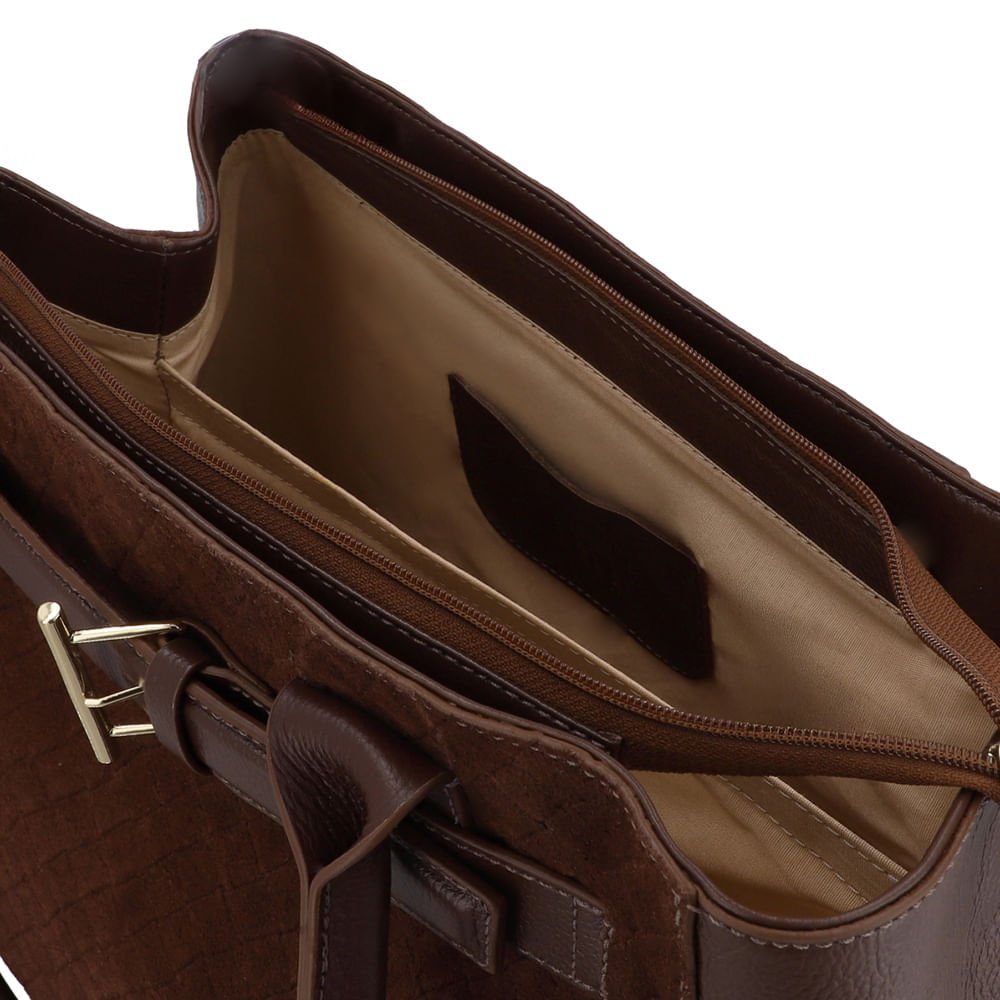 Bolsa Shopper Couro Camurça Matelassê Marrom Marrom 4