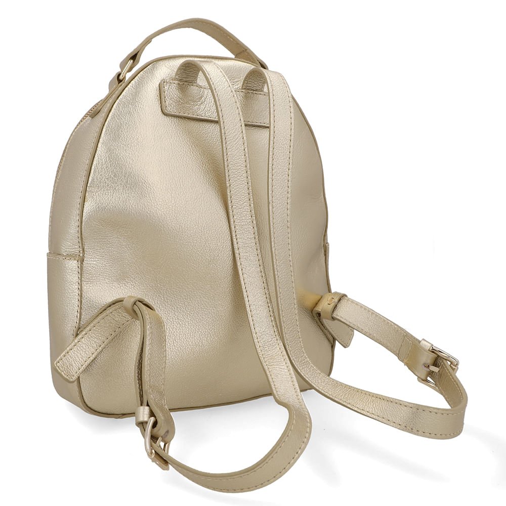 Mochila Couro Dourada Matelassê Bolsa Frontal Dourado 2