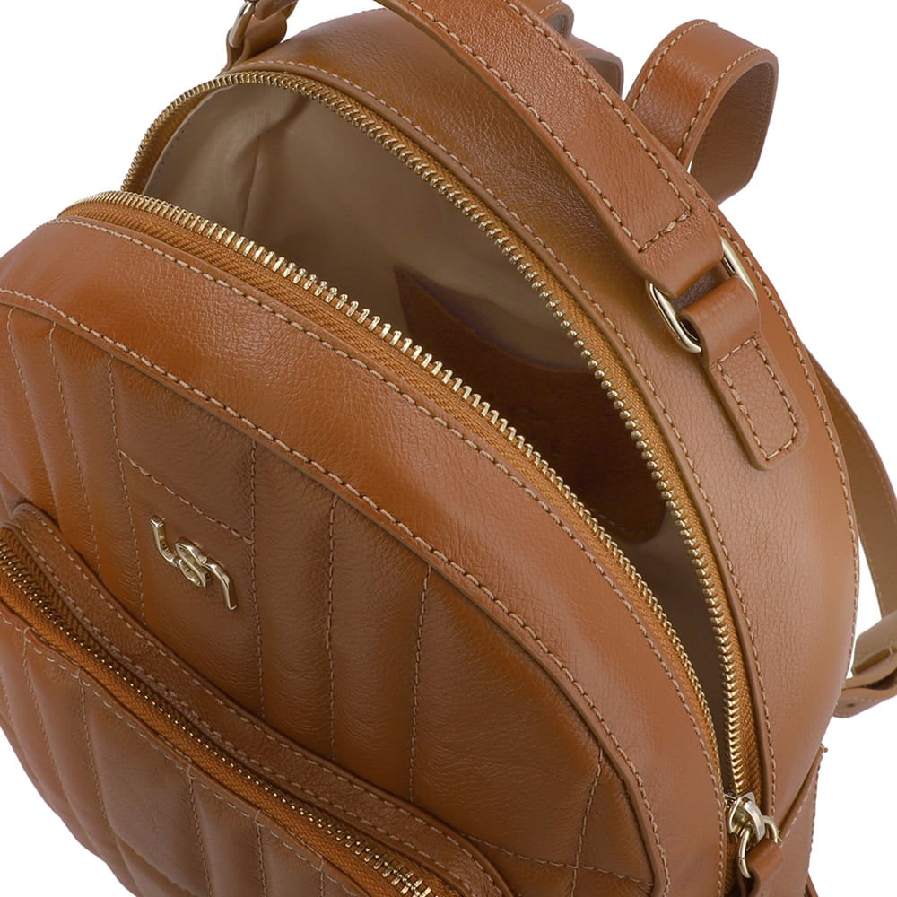 Mochila Couro Marrom Matelassê Bolsa Frontal Marrom 3