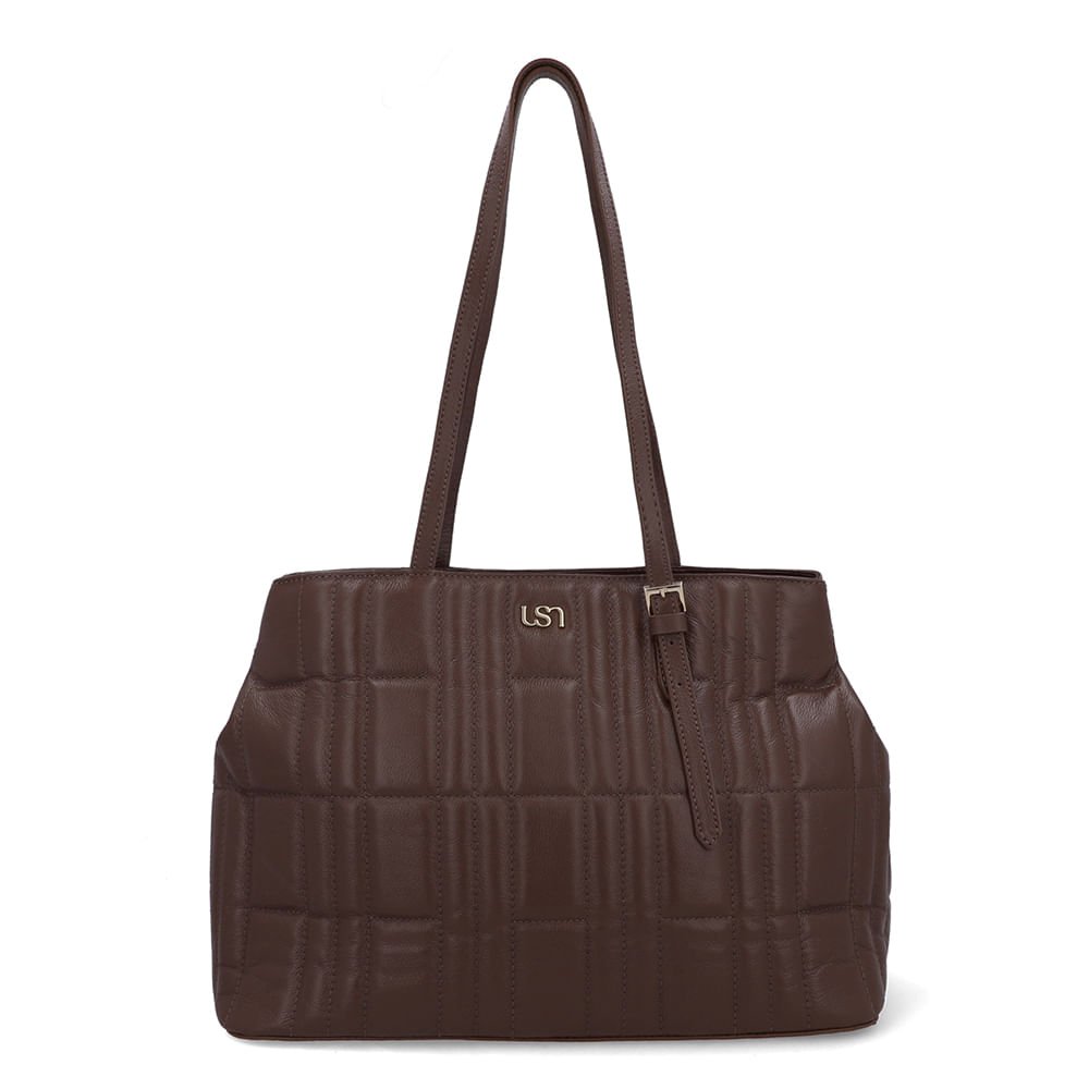 Bolsa Shopper Couro Marrom Matelassê