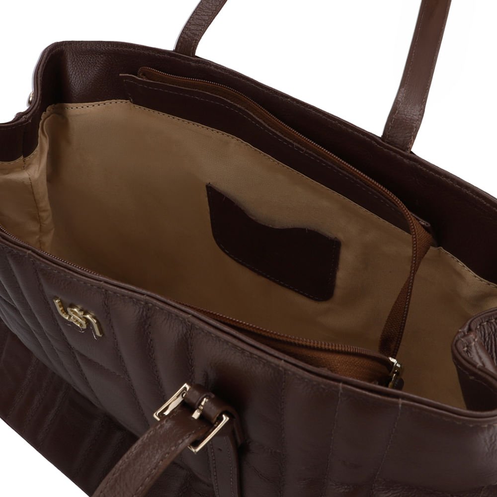 Bolsa Shopper Couro Marrom Matelassê Marrom 3