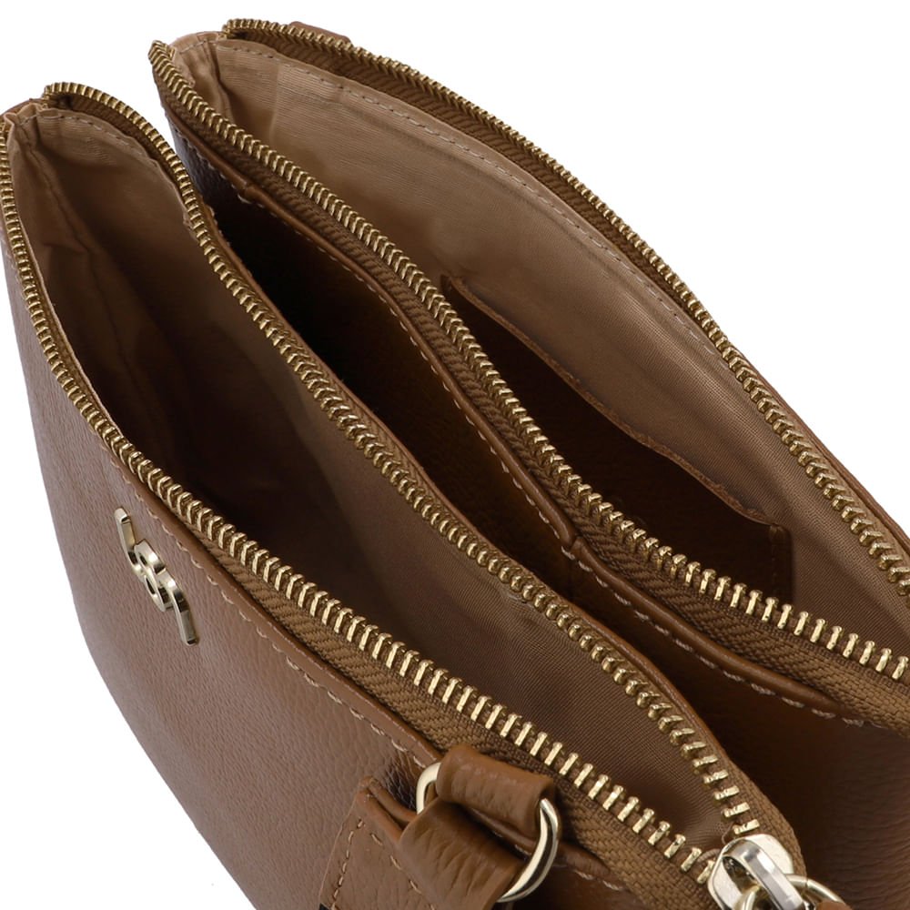 Bolsa Tiracolo Couro Marrom Alça Gorgurão Marrom 3