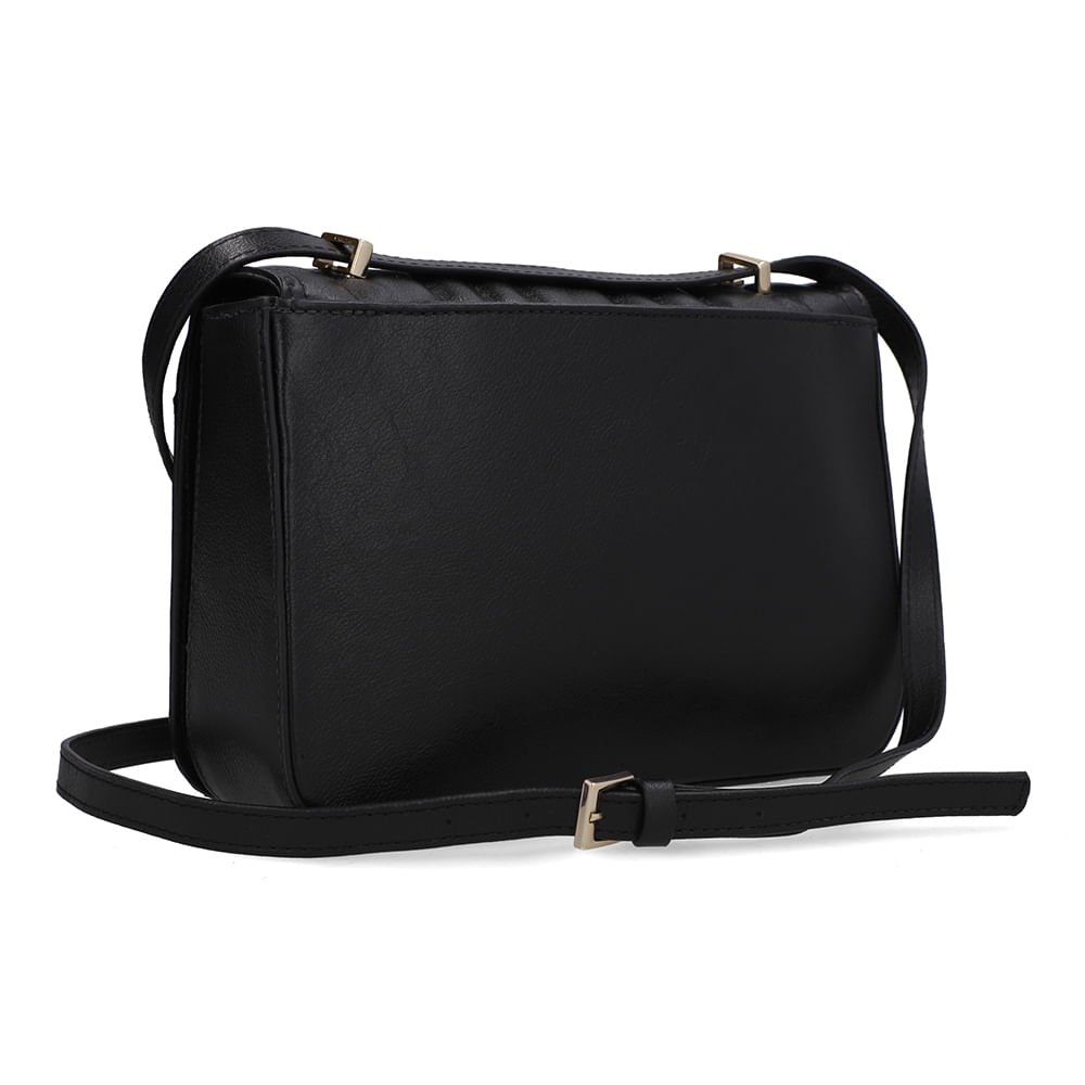 Bolsa Baguete Couro Preta Matelassê Preto 2