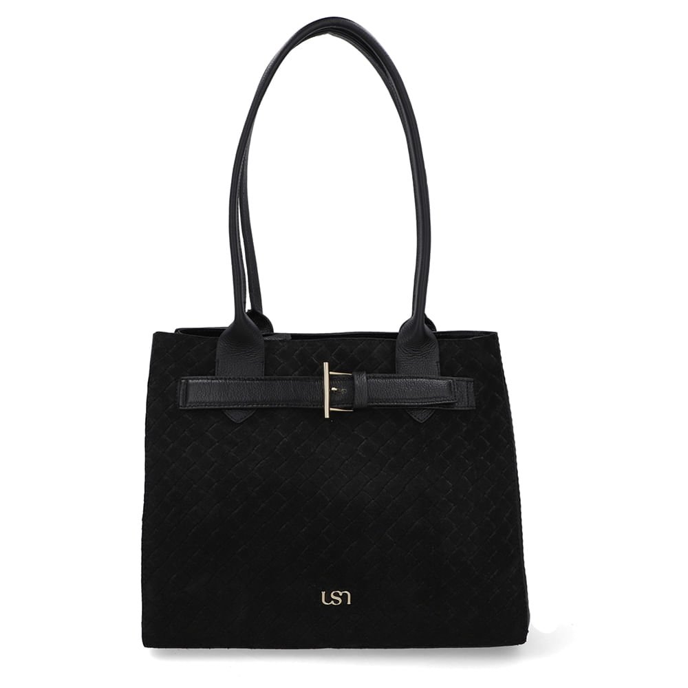 Bolsa Shopper Couro Camurça Matelassê Preta