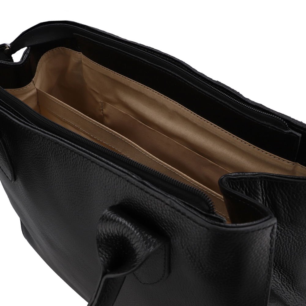 Bolsa Shopper Couro Camurça Matelassê Preta Preto 3