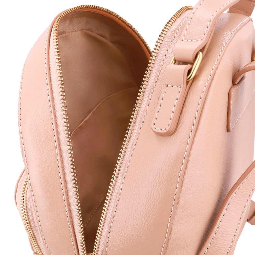 Mochila Couro Bege Matelassê Bolsa Frontal Bege 4